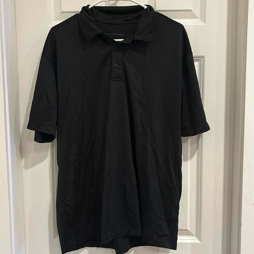 L black 3/4 button up collared shirt from port authority